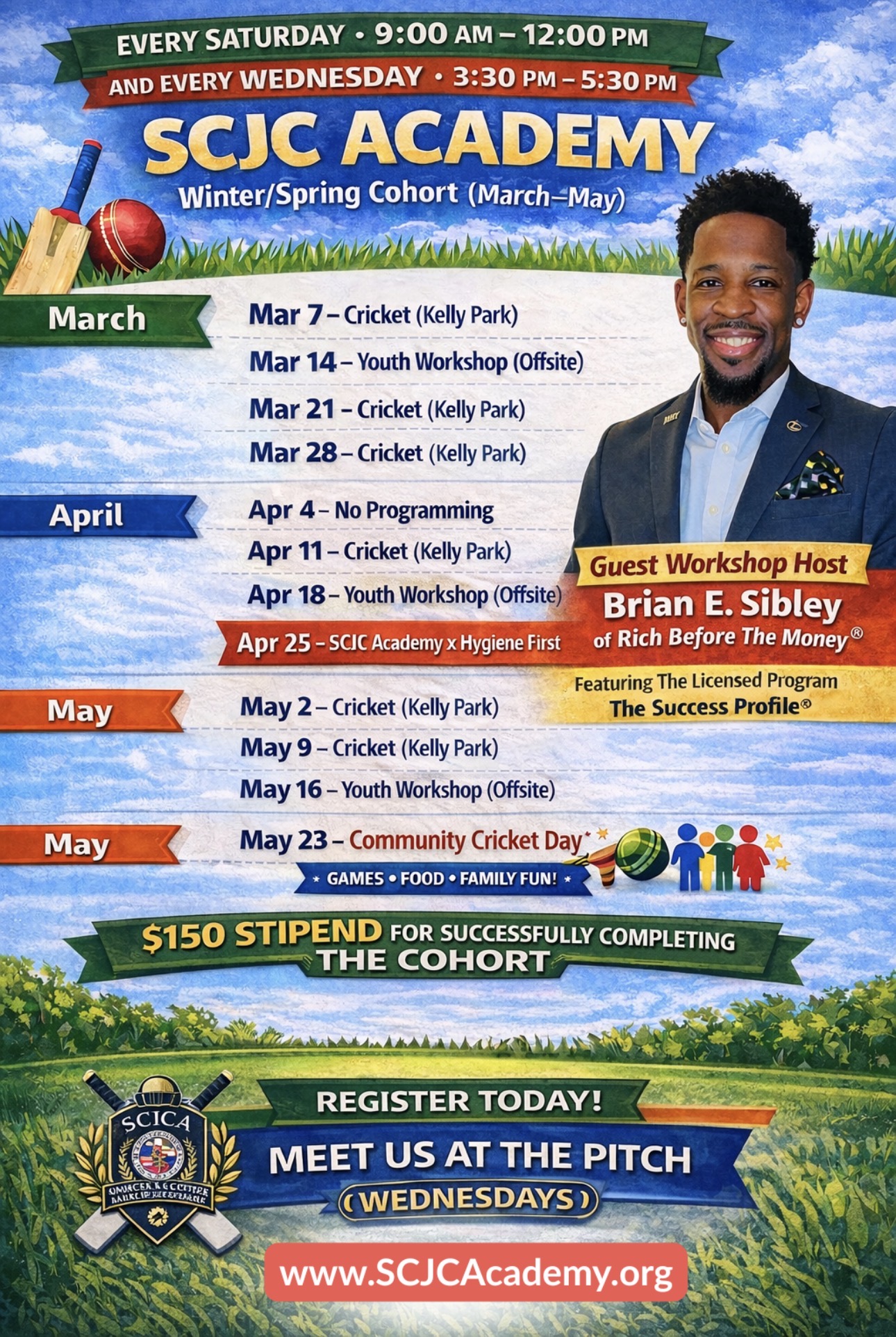 SCJC Academy flyer — Guest Workshop Host Brian E. Sibley