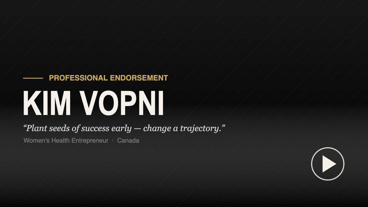 Kim Vopni professional endorsement, Canada